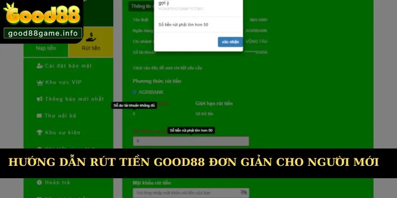 Hướng dẫn rút tiền Good88 đơn giản nhất cho người mới 